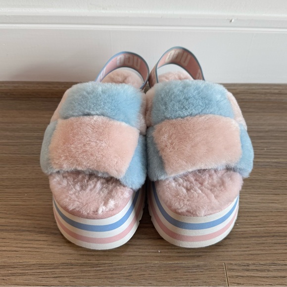 Ugg Disco Checkered platform slides Pink/Blue/White - Picture 3 of 16